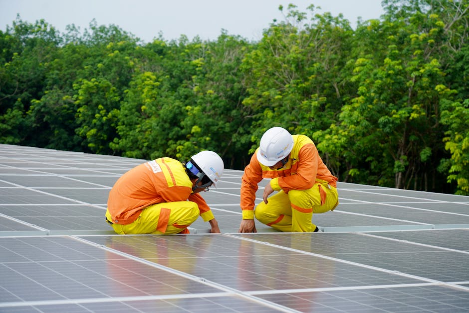 Solar installation team planning a residential project