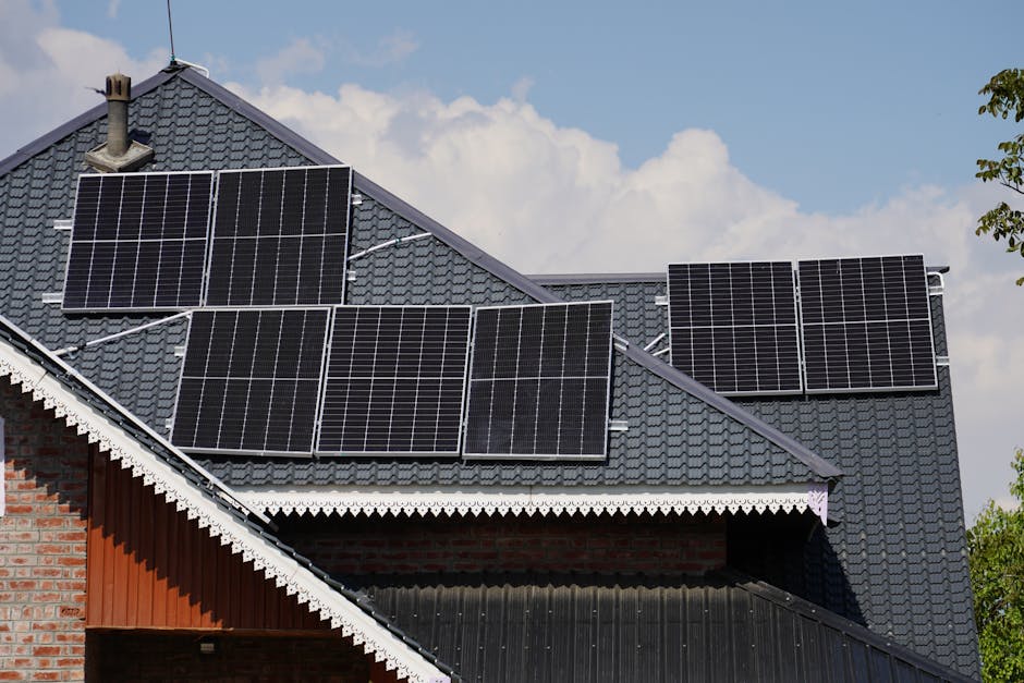 Beautiful residential home with new solar panels on the roof